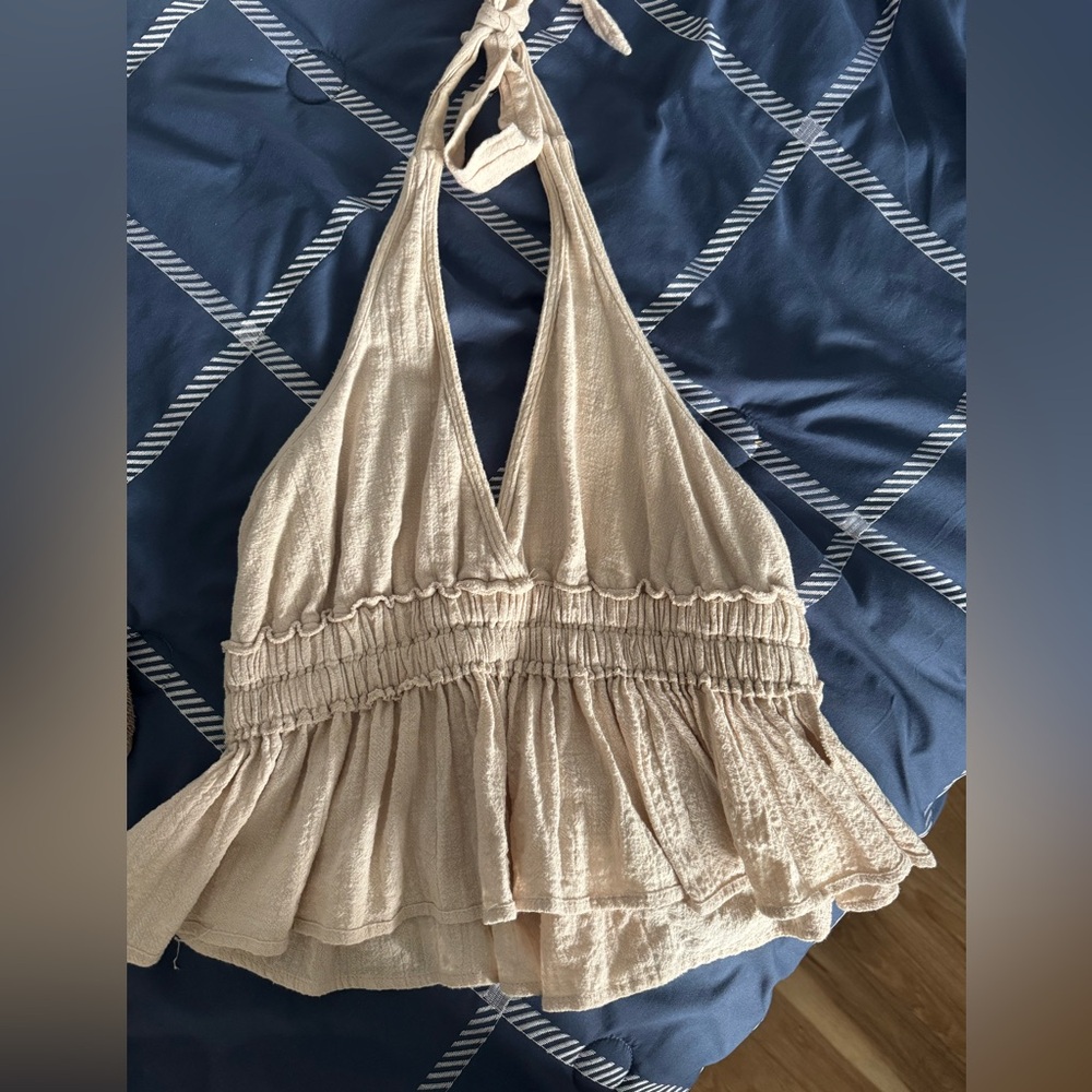 Ocean Drive Cream Halter Blouse